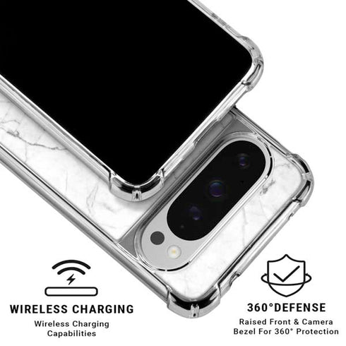 White Marble Google Pixel 10 Pro XL Clear Case
